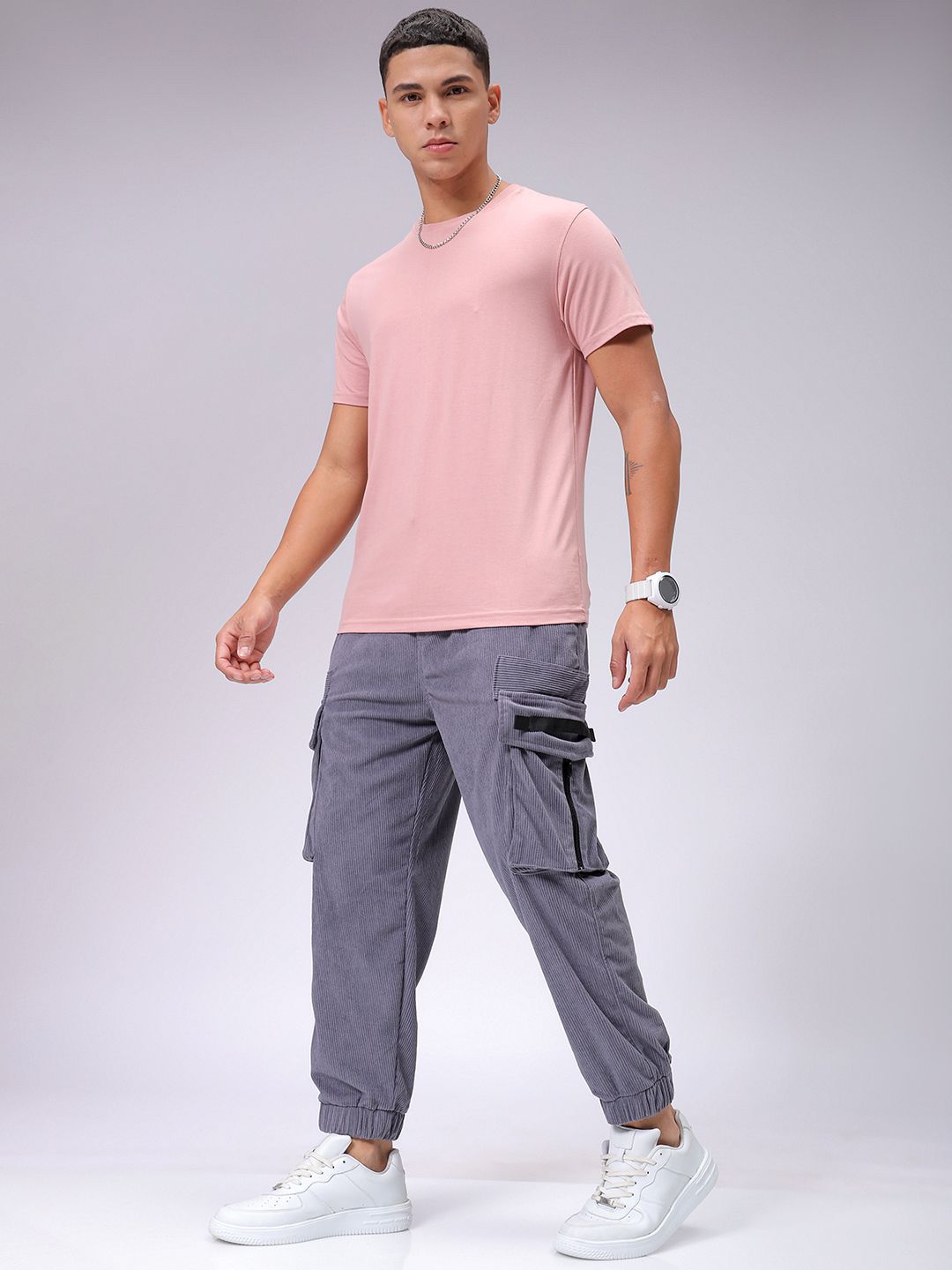 The Indian Garage Co Men Textured Loose Fit Joggers Trousers
