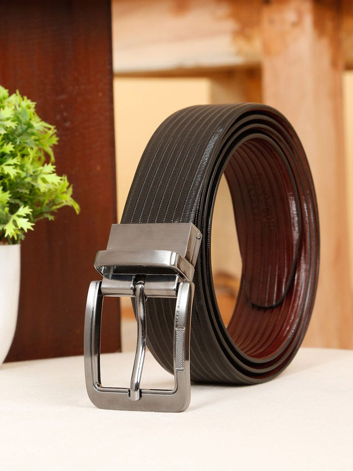 Teakwood Leathers Men Textured Leather Reversible Formal Belt