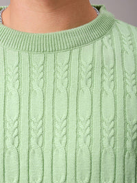 The Indian Garage Co Men Self Design Cable Knit Pullover