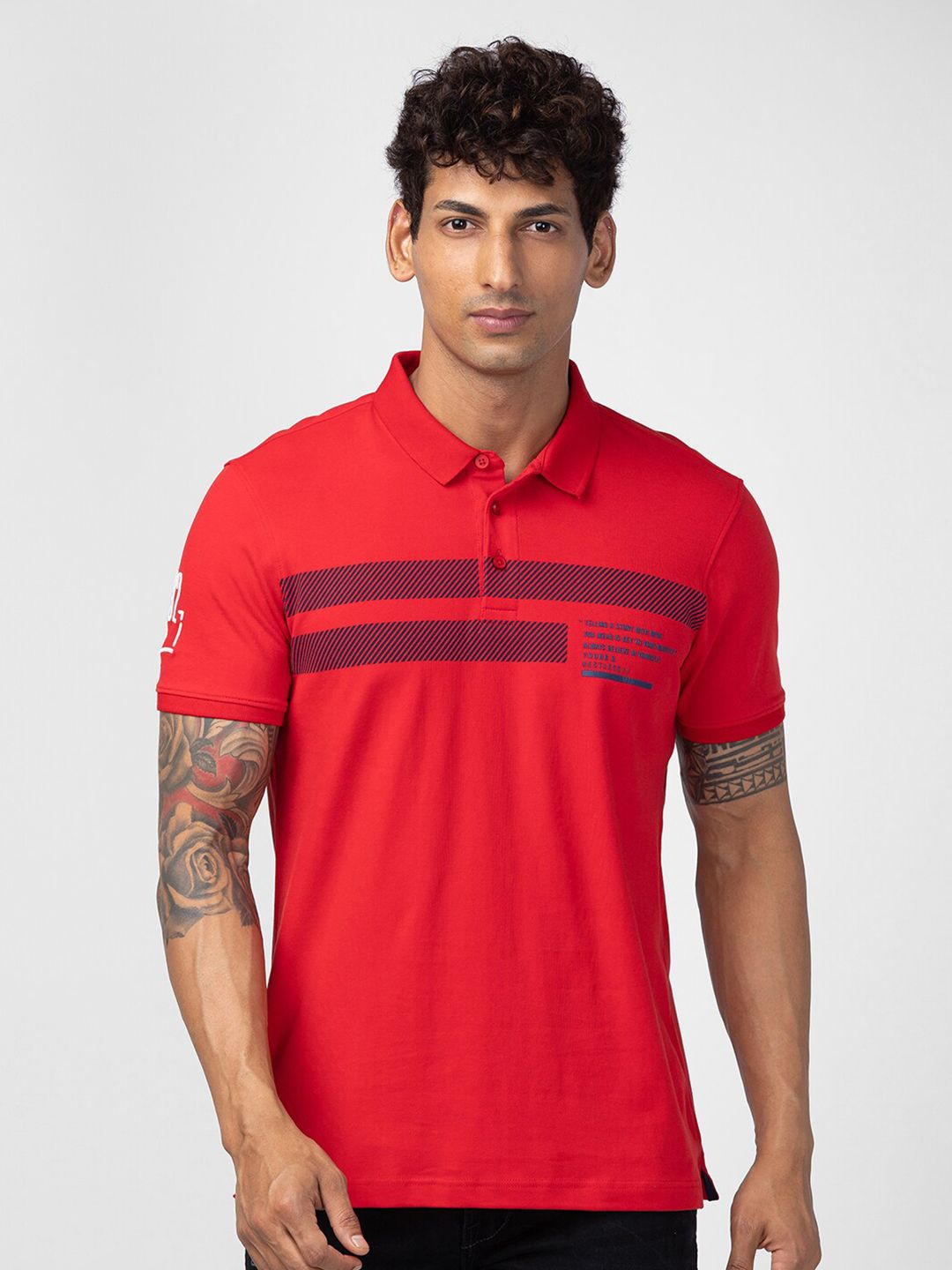 SPYKAR Men Printed Polo Collar Slim Fit T-shirt