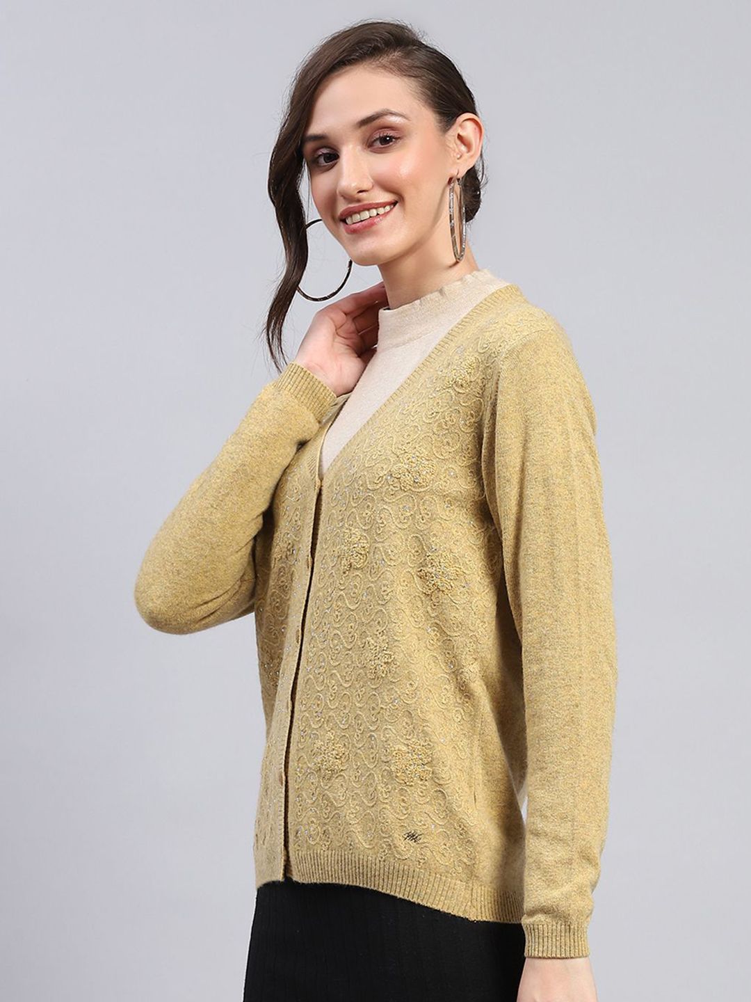 Monte Carlo Women Floral Woollen Cardigan