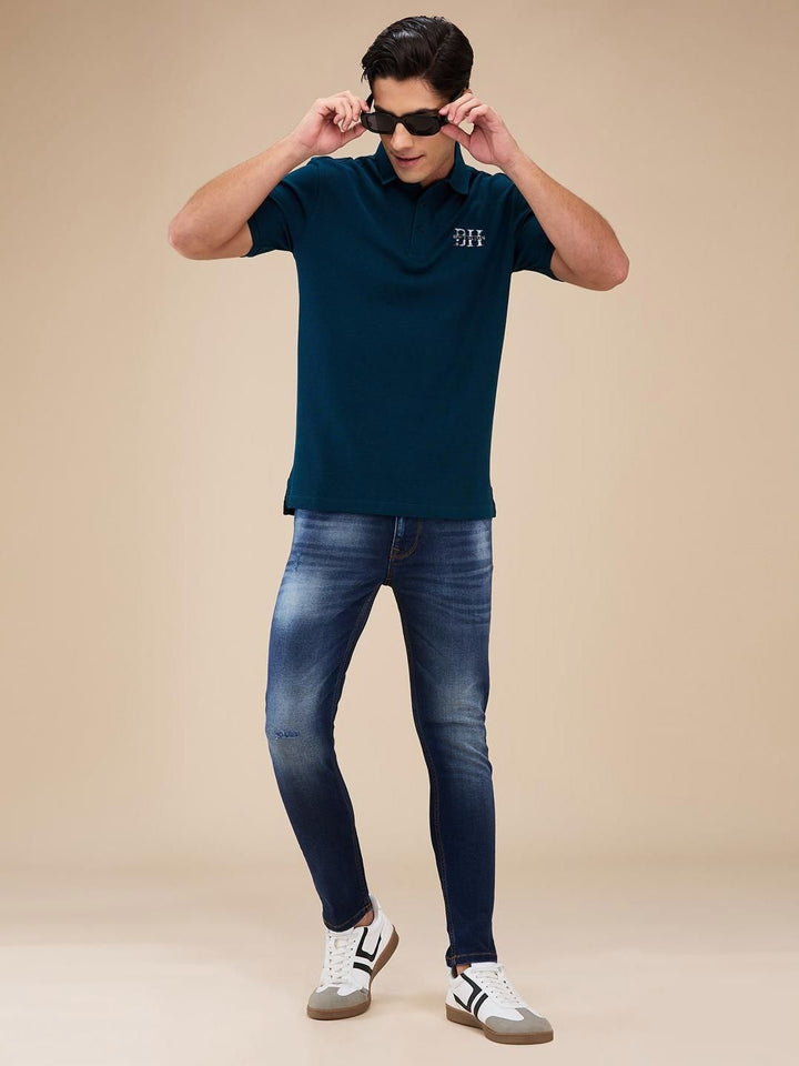 Being Human Men Self Design Polo Collar T-shirt