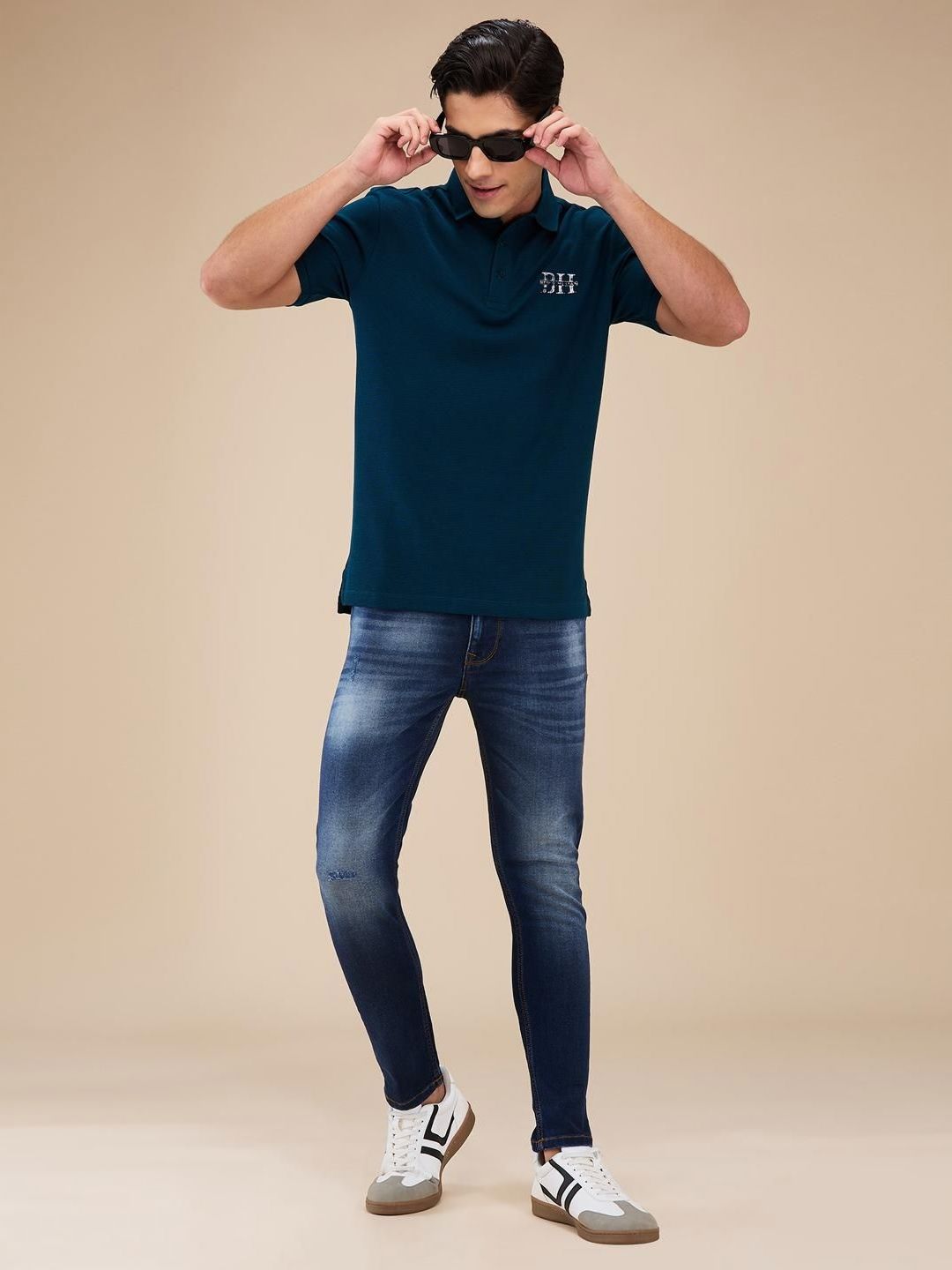 Being Human Men Self Design Polo Collar T-shirt