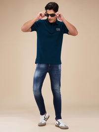 Being Human Men Self Design Polo Collar T-shirt