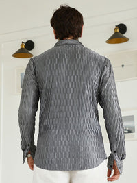 Campus Sutra Comfort Slim Fit Textured Spread Collar Casual Shirt