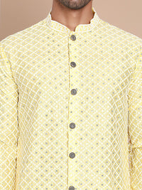 Jompers Men Embroidered Regular Sequinned Kurta with Pyjamas