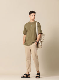 Mr Bowerbird Solid Pure Cotton Casual Oversized T-shirt With Patchwork Detail