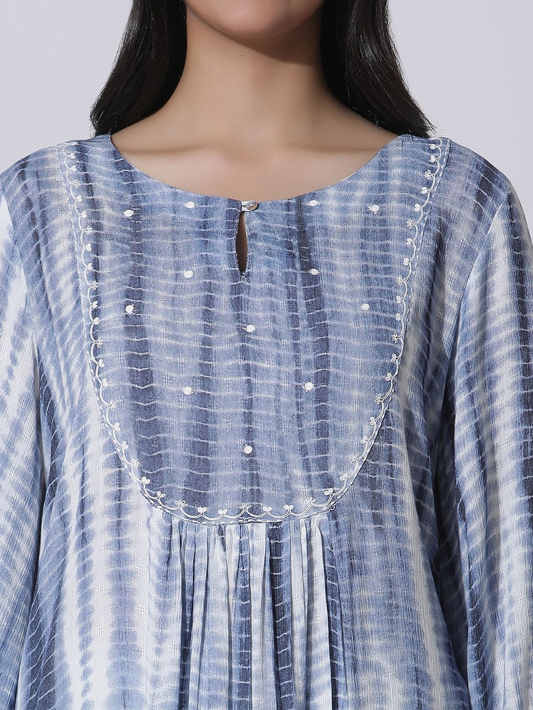 W Abstract Printed Keyhole Neck A-Line Kurta