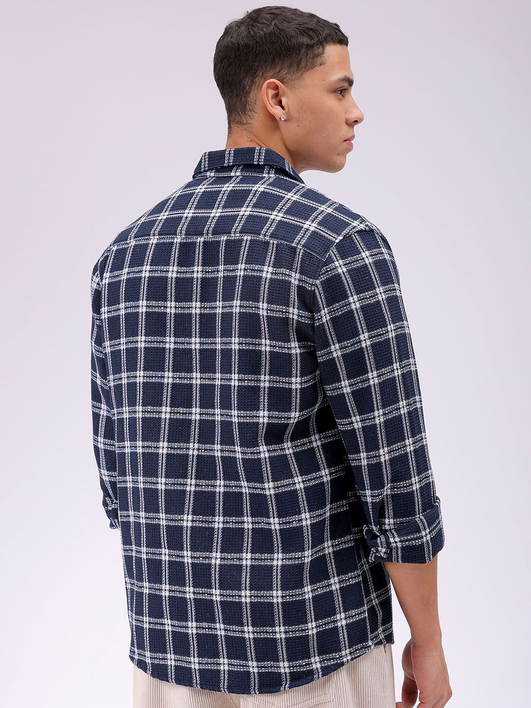The Indian Garage Co Men Relaxed Fit Checked Textured Resortwear Shirt