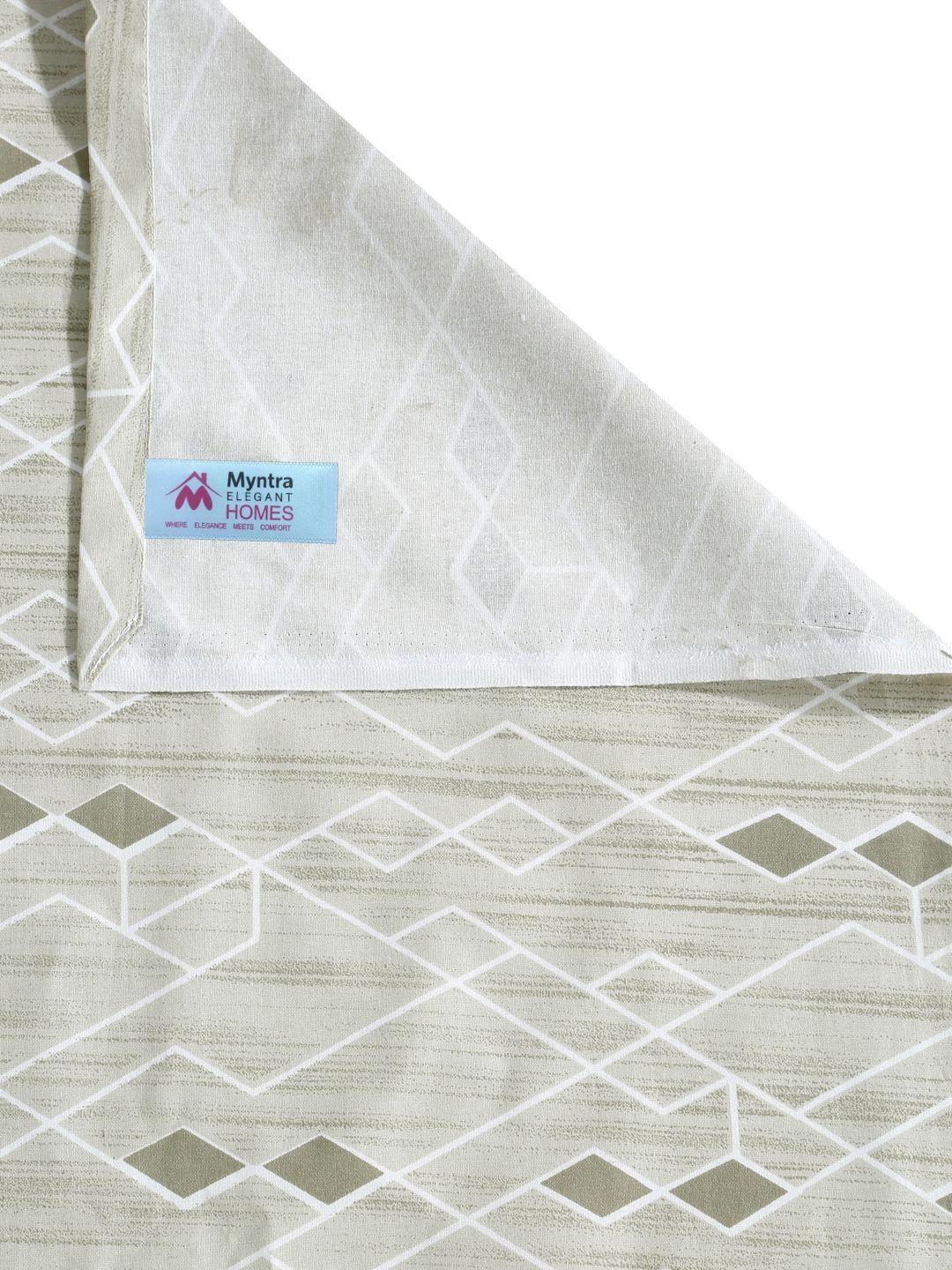 Myntra Elegant Homes Grey & Blue Geometric 400 TC Cotton King Bedsheet Set 2.70 m x 2.70 m