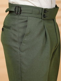 KLOTTHE Men Olive Lycra Formal Formal Trousers