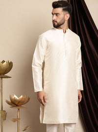 Kurta Lurus Kapas Sutera Warna Krim Anouk
