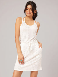 DressBerry Cinched Waist Schiffli A-Line Dress