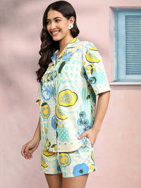 ESPYR By Tokyo Talkies Lapel Collar Printed Shirt With Shorts