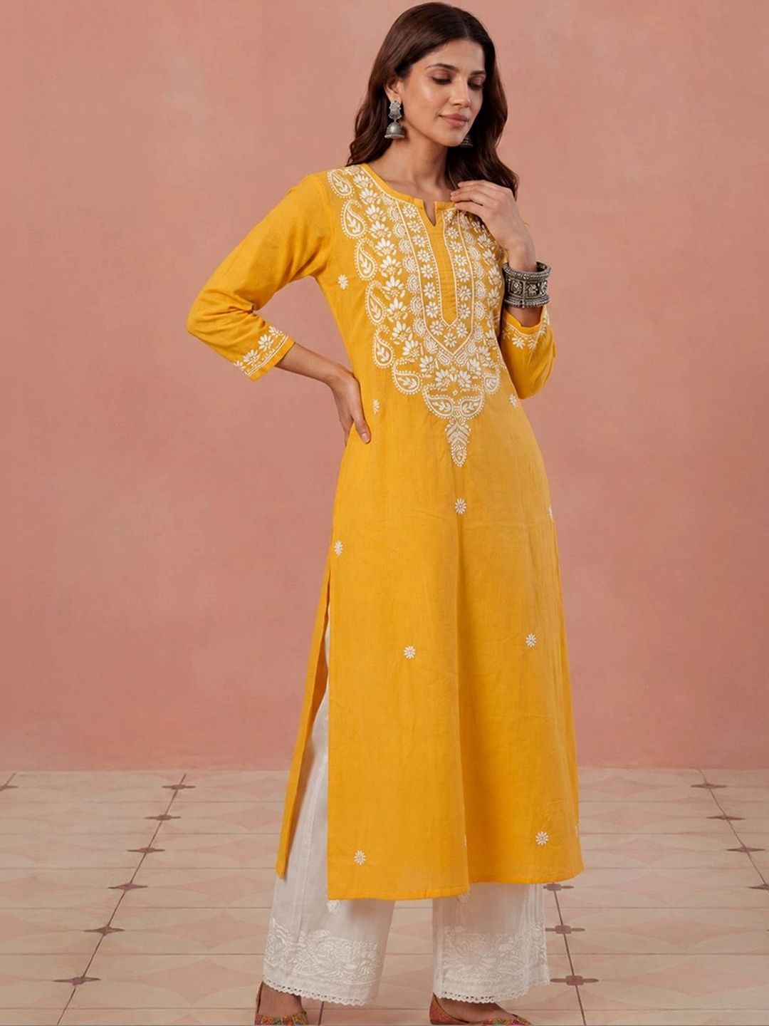Rumah Wanita Chikankari Sulam Kurta Chikankari