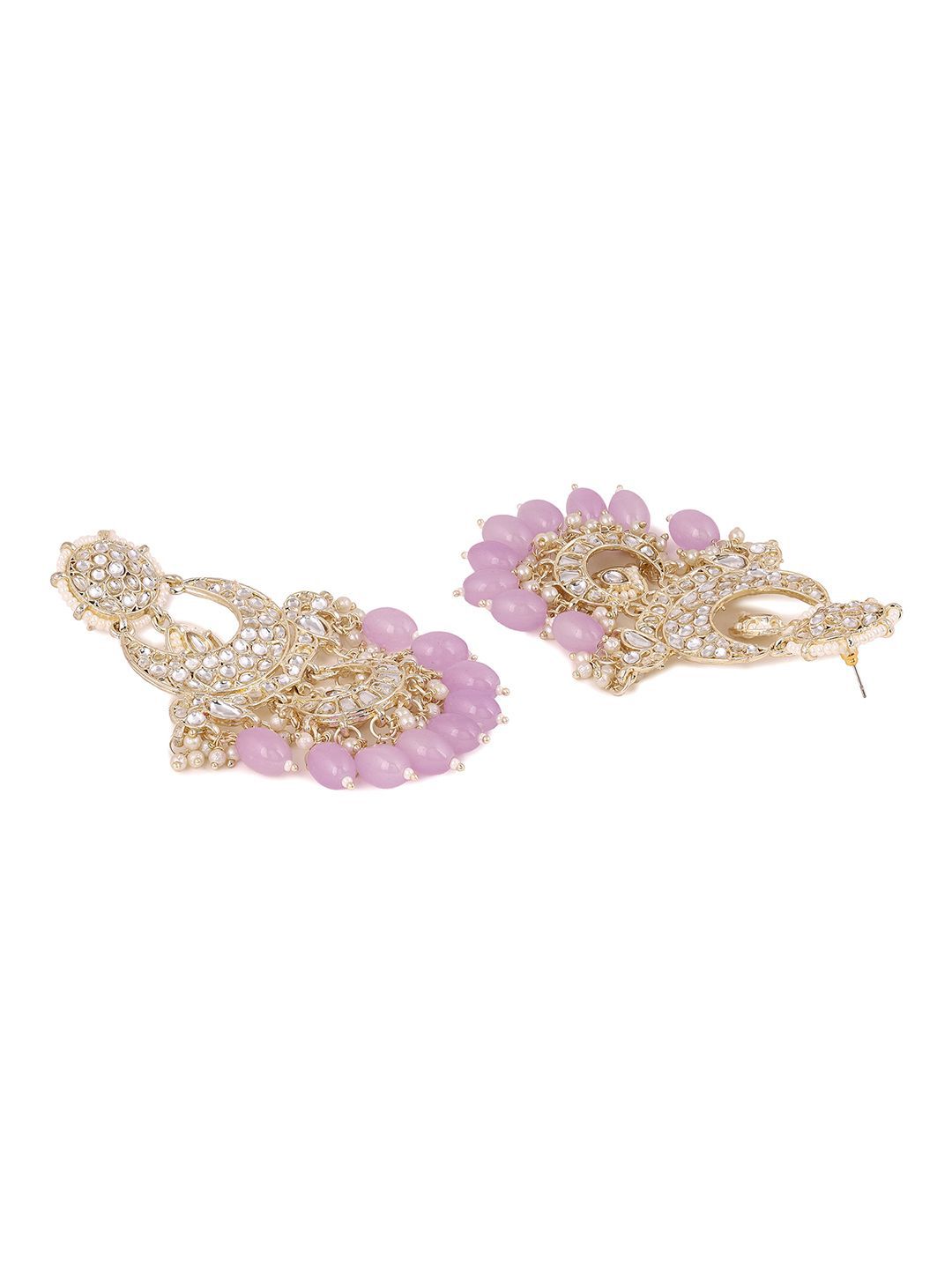 Priyaasi Gold-Plated Kundan Stone Studded & Pearls Manik Chandbalis