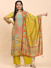 Mamicha Women Printed Regular Pure Cotton Kurta with Palazzos & With Dupatta