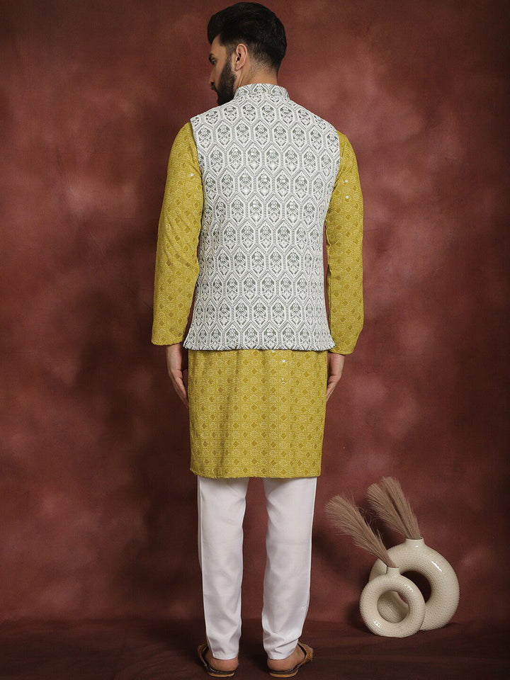 Anouk Embroidered Regular Thread Work Cotton Kurta with Churidar
