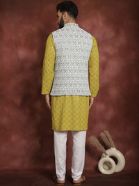 Anouk Embroidered Regular Thread Work Cotton Kurta with Churidar
