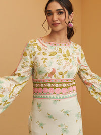 Rustorange Women Floral Print A-Line Midi Dress