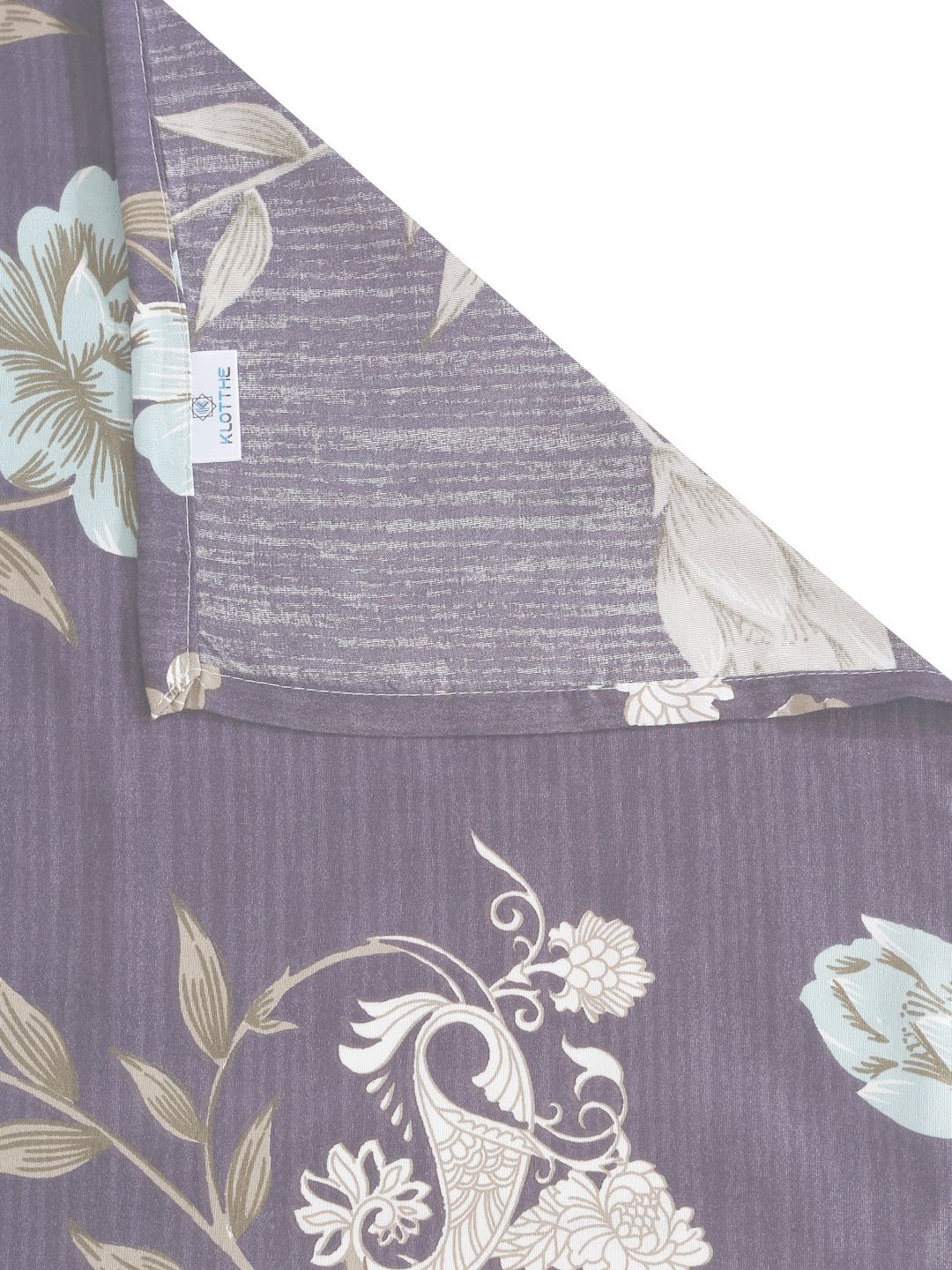 KLOTTHE Purple Floral Polycotton 300 TC Single Fine Bedsheet with a Pillow Cover-89 x 59 inches