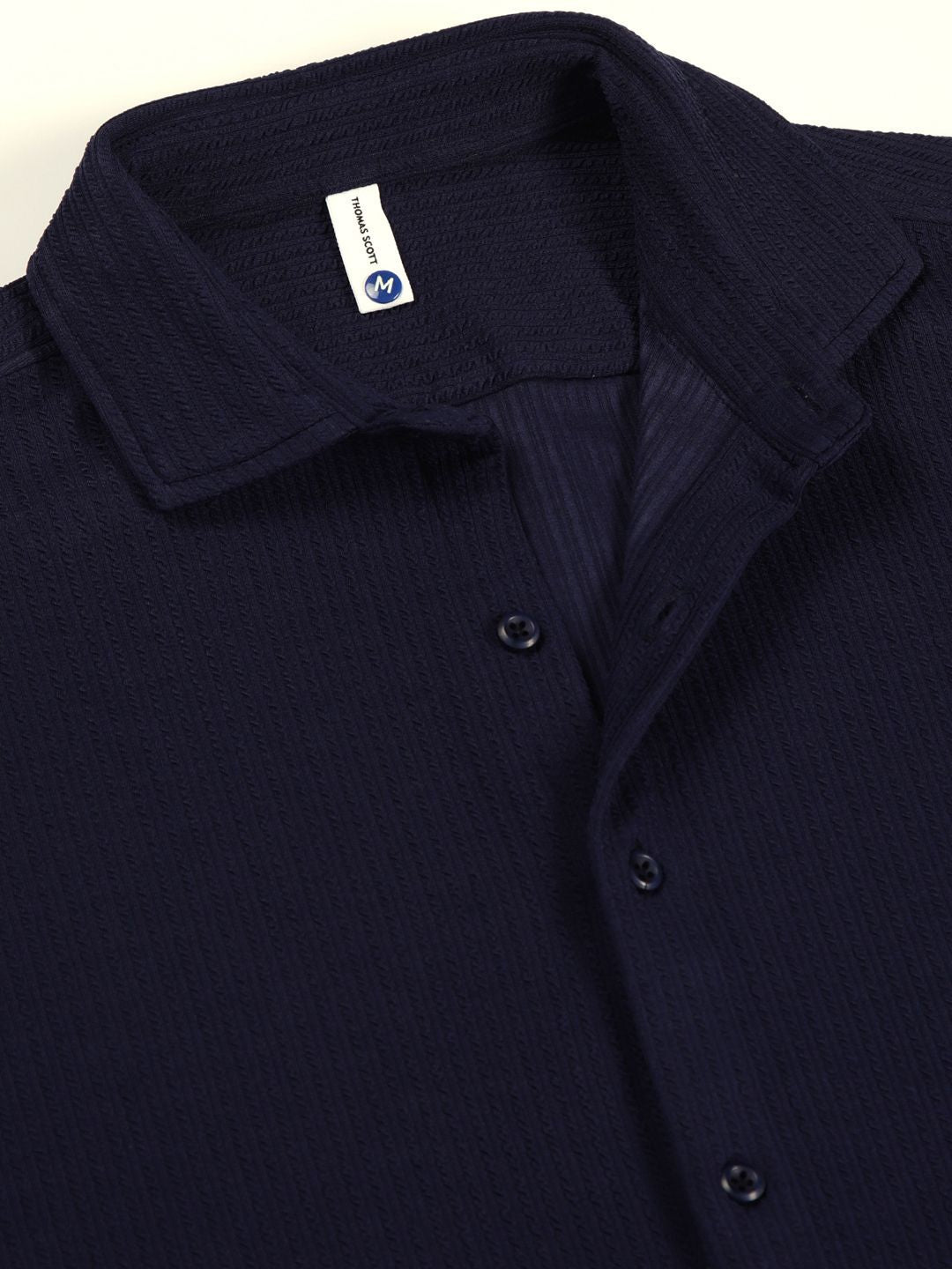 Thomas Scott 
Men Premium Slim Fit Vertical Stripes Textured Casual Shirt