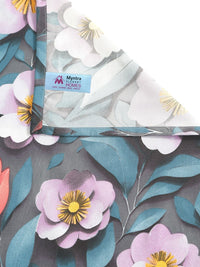 Myntra Elegant Navy Blue Floral 300 TC Single Cadar 7D dengan 1 Sarung Bantal