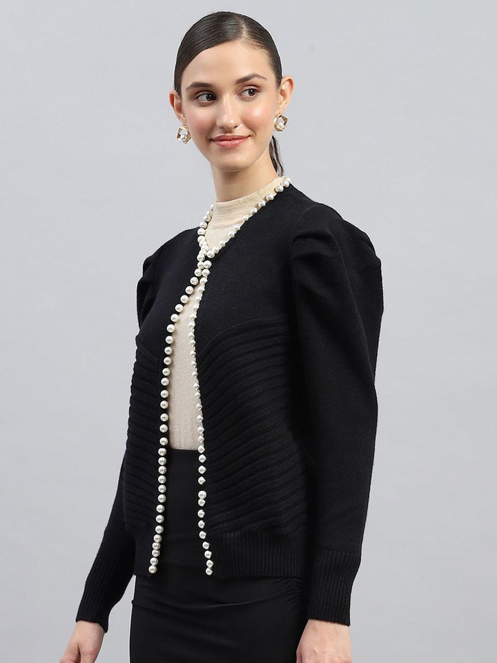 Monte Carlo Women Embellished Self Design Cardigan