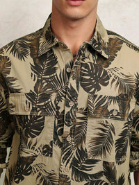 HIGHLANDER Men Tropical Printed Oversized Shirt With Flap Pockets