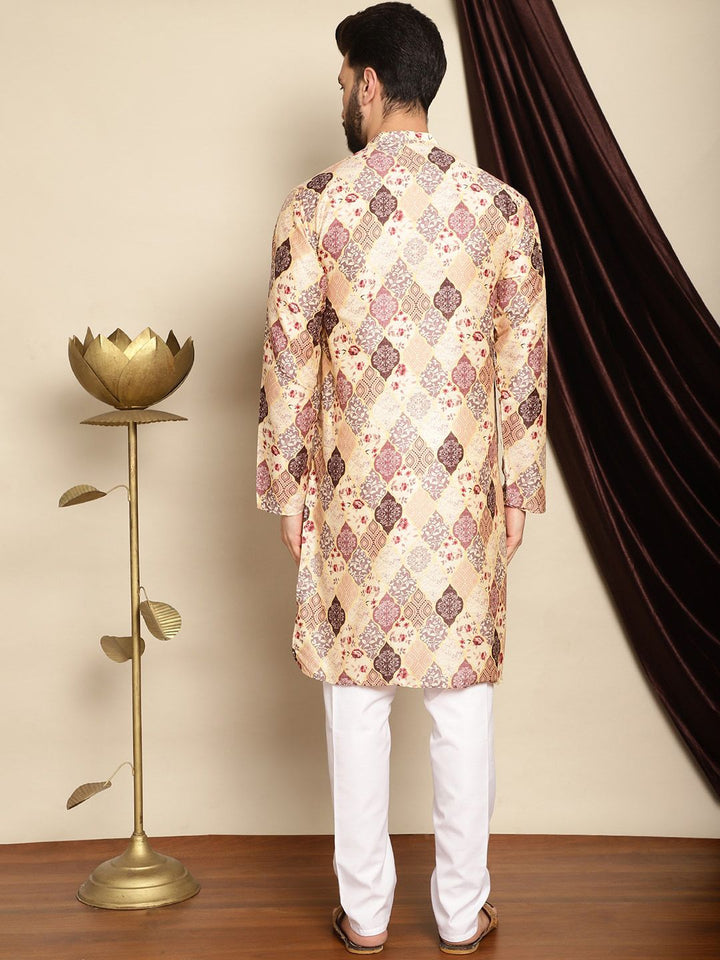 Anouk Ethnic Motifs Printed Band Collar Kurta with Churidar
