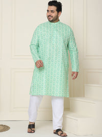 SOJANYA PLUS Ethnic Motifs Band Collar Straight Kurta With Pyjamas