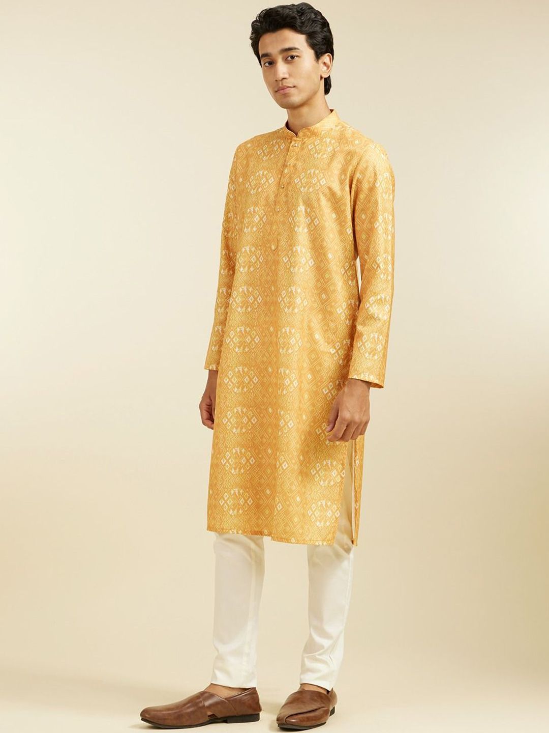 Diwas by Manyavar Ethnic Motifs Printed Mandarin Collar Straight Kurta
