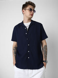 VASTRADO Men Self Design Opaque Oversized Casual Shirt