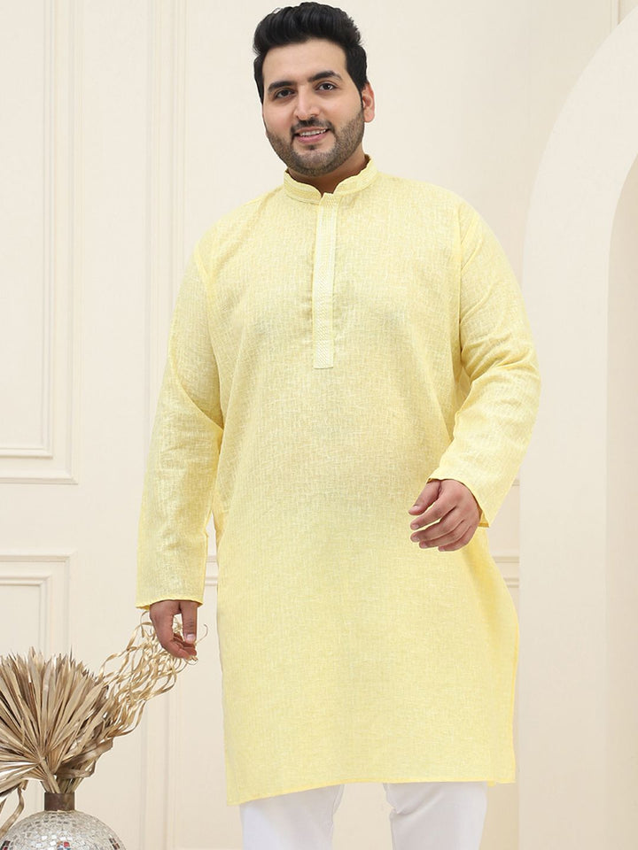 SOJANYA PLUS Mandarin Collar Neck Long Sleeves Pure Cotton Straight Kurta