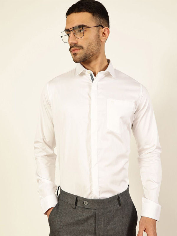 Thomas Scott Men Premium Cutaway Collar Solid Cotton Formal Shirt