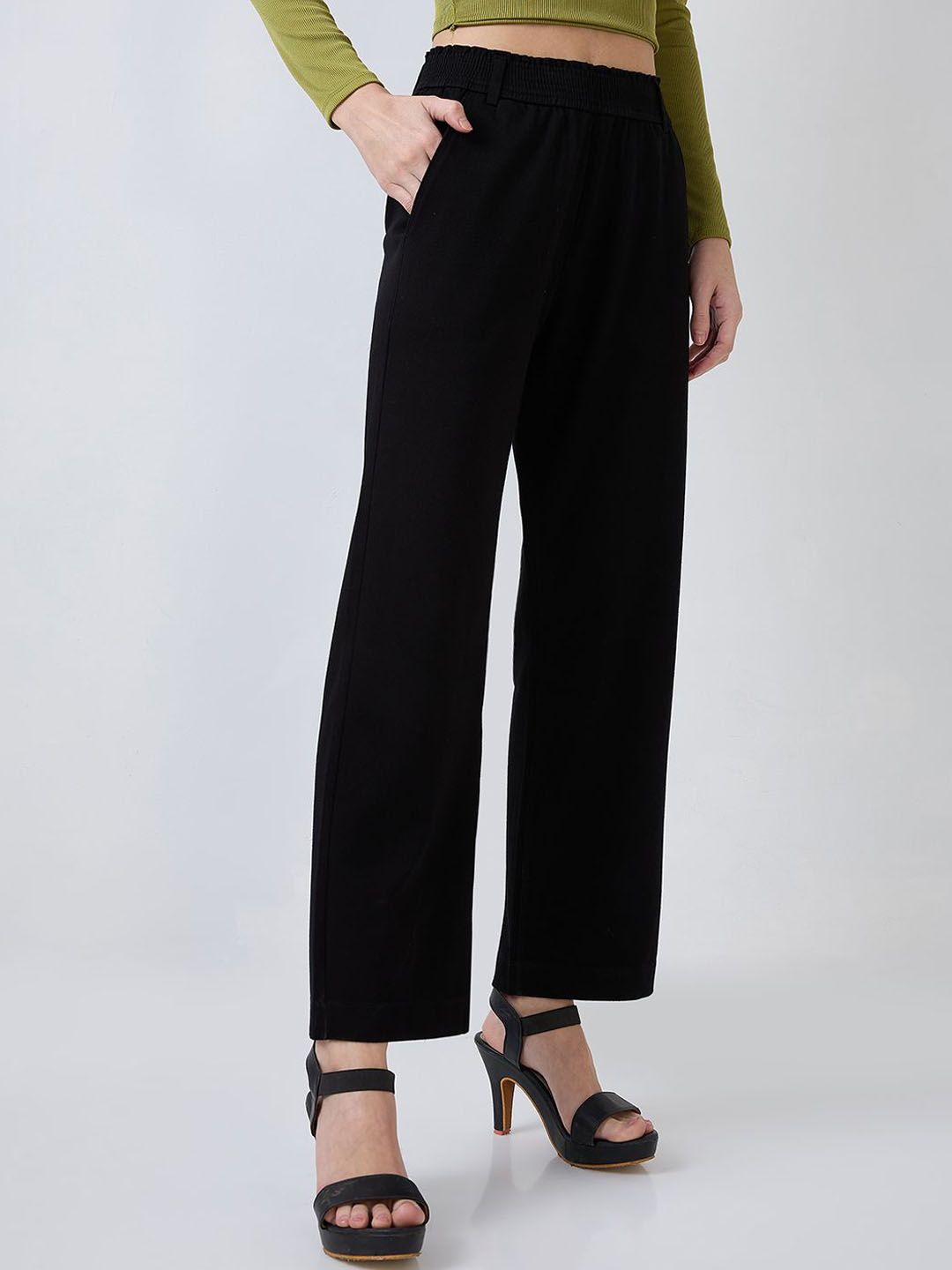 SPYKAR Women Straight Fit Wide Leg Trousers