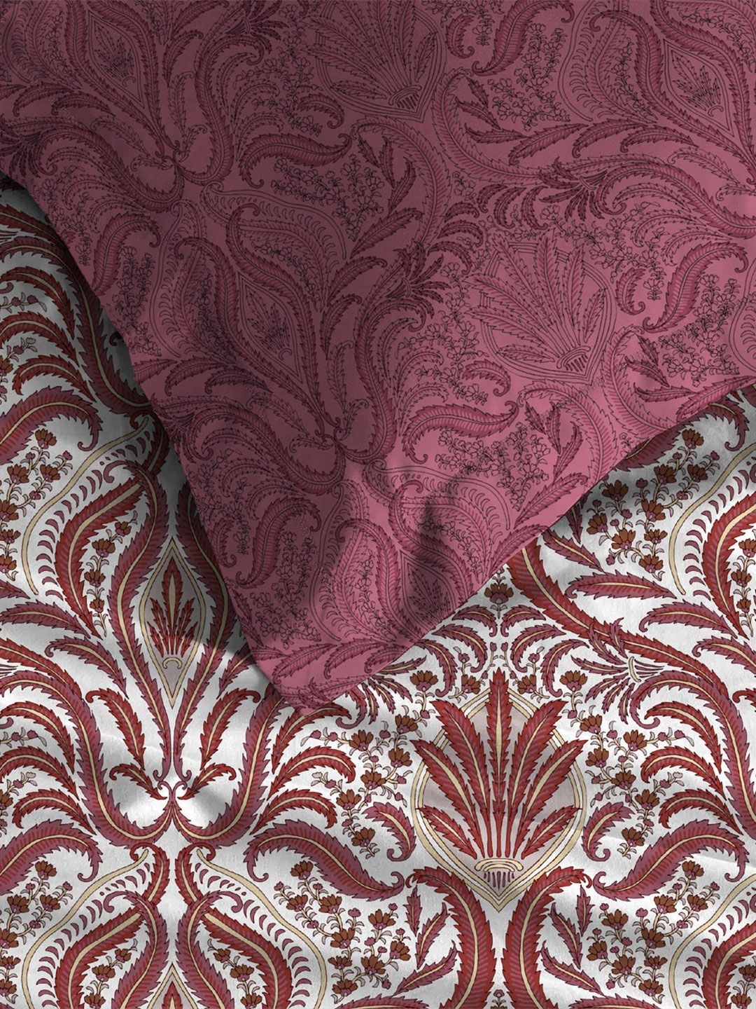 MYTRIDENT Gulnaz Red Celebration Flat 144TC Queen Cotton 1 Bedsheet with 2 Pillow Covers