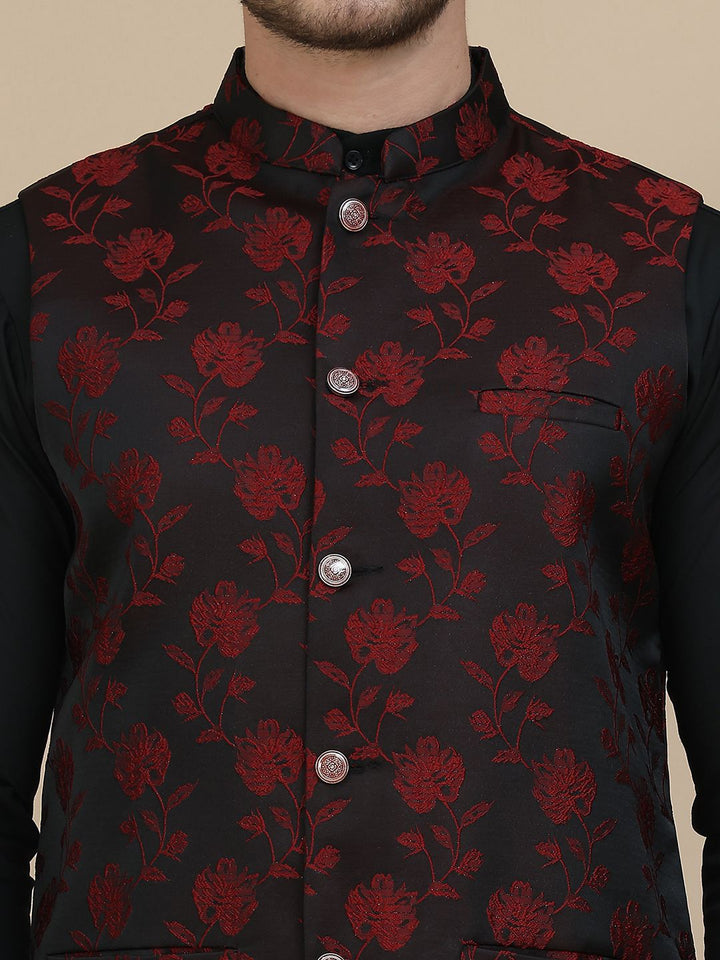 Jompers Embossed Woven Design Nehru Jacket