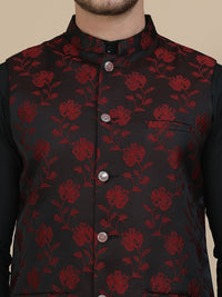 Jompers Embossed Woven Design Nehru Jacket