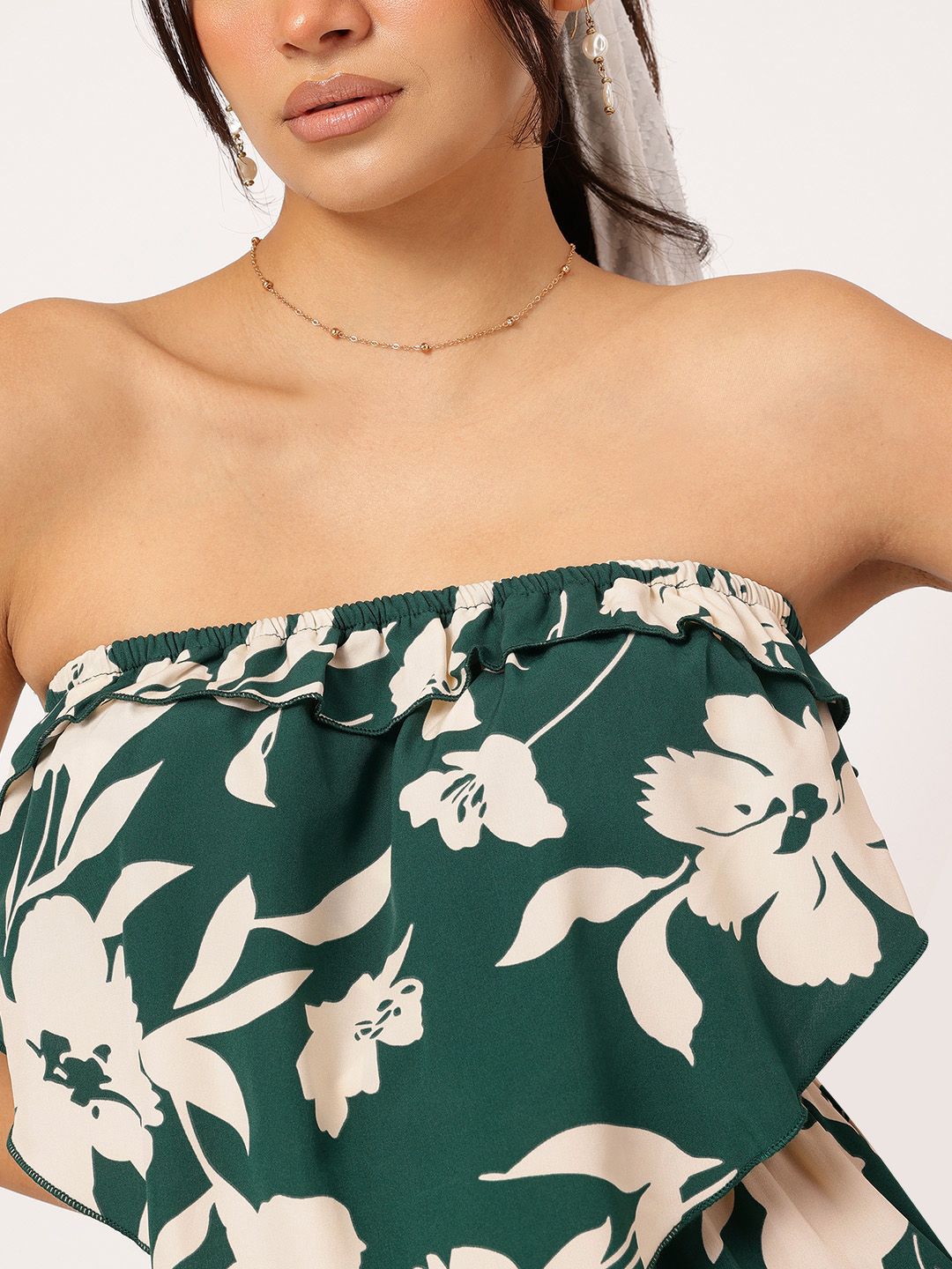 DressBerry Strapless Serenity Floral Print Layered Bandeau Jumpsuit