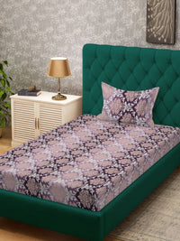 KLOTTHE Purple Floral Polycotton 300 TC Single Cadar Halus dengan Sarung Bantal-89 x 59 inci