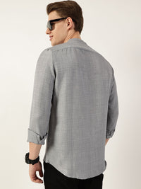 Thomas Scott Men Classic Mandarin Collar Solid Slim Fit Casual Shirt