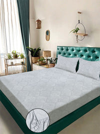 Myntra Elegant Homes Grey Floral 300 TC Cadar Katil King dengan 2 Sarung Bantal
