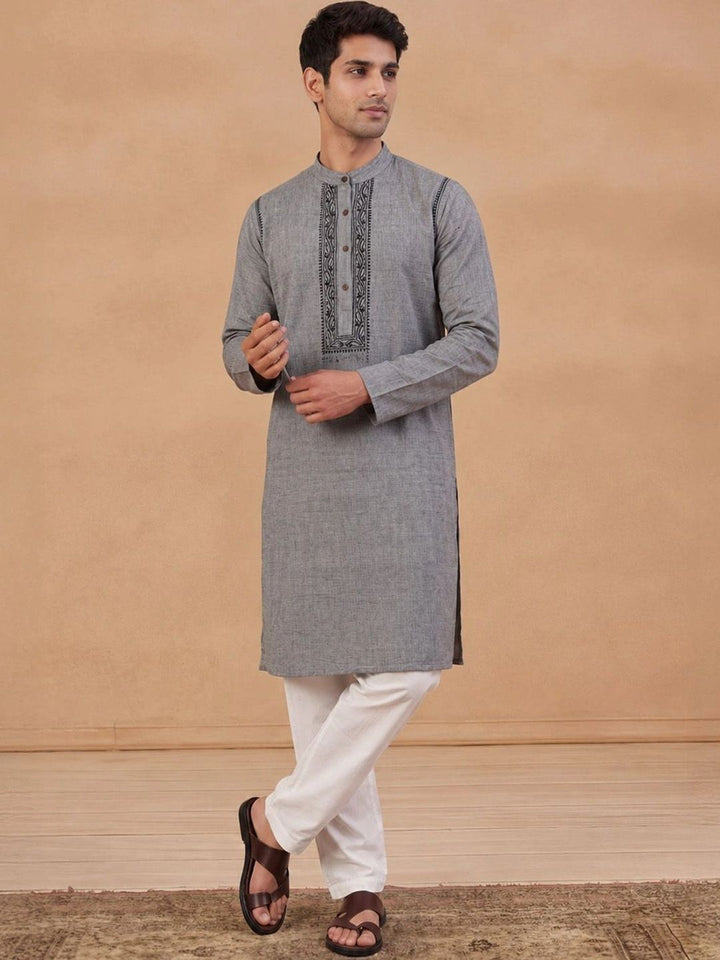Kurta Kerja Benang Sulam Lelaki Rumah Chikankari