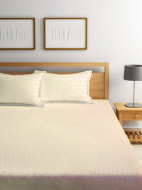 Myntra Elegant Homes Orange & Beige Printed 300 TC King Bedsheet  Set 2.50 m x 2.20m