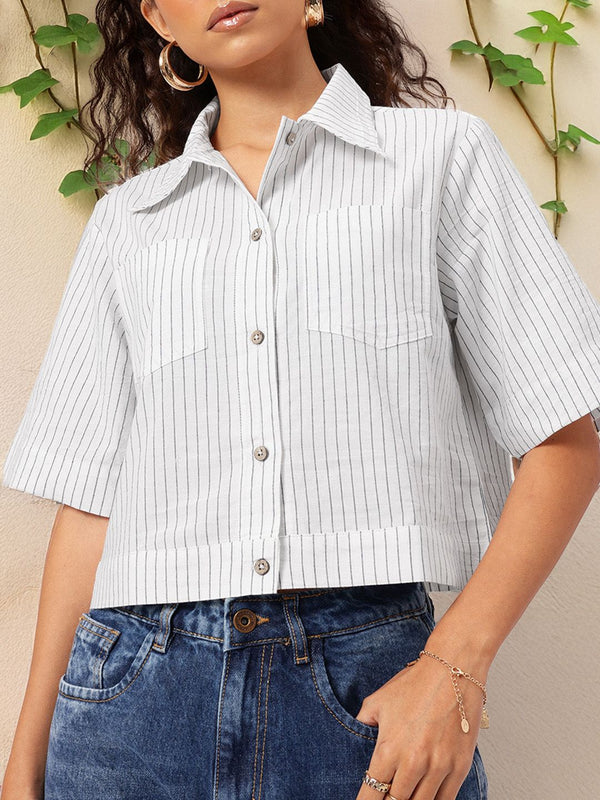 DressBerry Functional Fashion Striped Boxy Shirt