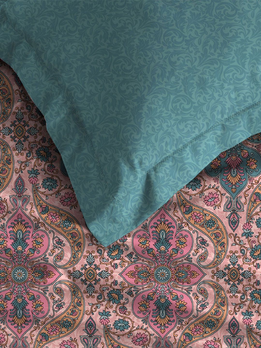 MYTRIDENT Celebration Pink Floral Printed Pure Cotton 144 TC Queen Bedsheet Set 2.28 m x 2.54 m