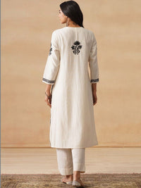 House of Chikankari Women Off White Cotton Chikankari Sulam Set Kurta
