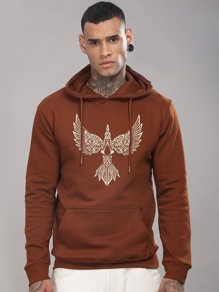 ADRO Lelaki Graphic Printed Hod Cotton Pullover Sweatshirt