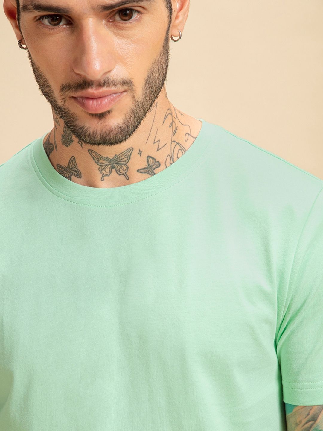 Bewakoof Men Sea Green Solid T-shirt